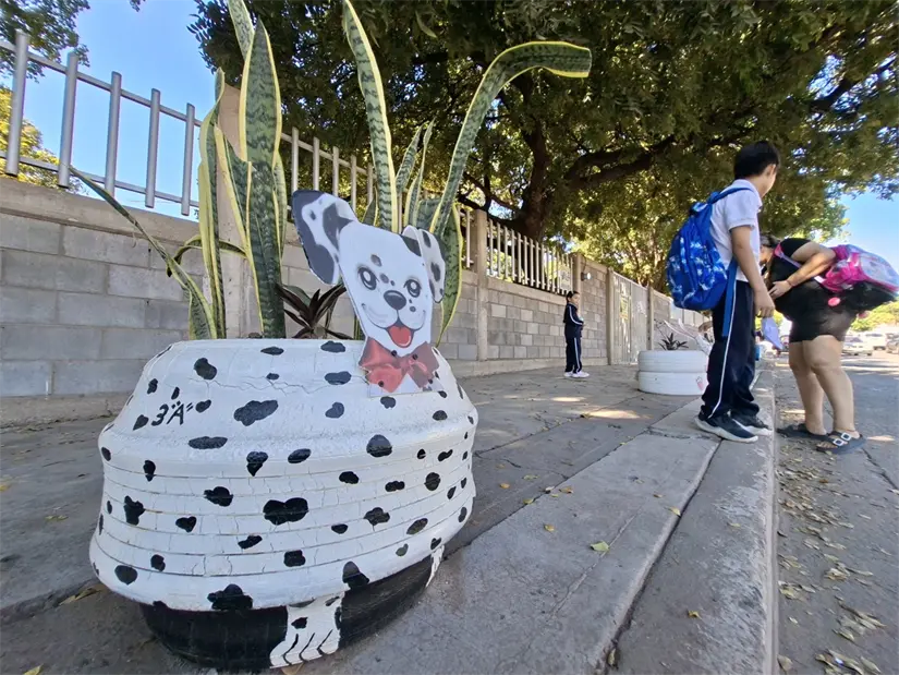 La iniciativa del Consejo Escolar de Participación Social (CEPS) Proeduca Sinaloa convirtió la escuela en un jardín lleno de color, creatividad y aprendizaje. Foto: Juan Madrigal