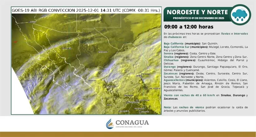 Así estará el clima en el noroeste del país esta mañana. Imagen: Conagua