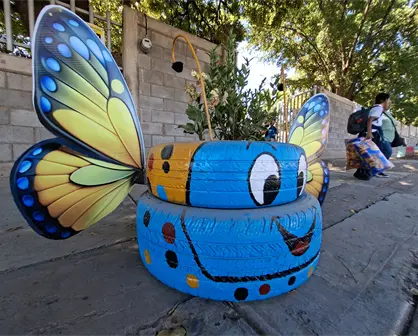 Escuela primaria "Gral. Lázaro Cárdenas" en Culiacán florece con jardín sobre ruedas