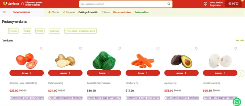 Algunas de las ofertas en frutas y verduras que encontrarás esta semana. Imagen: soriana.com