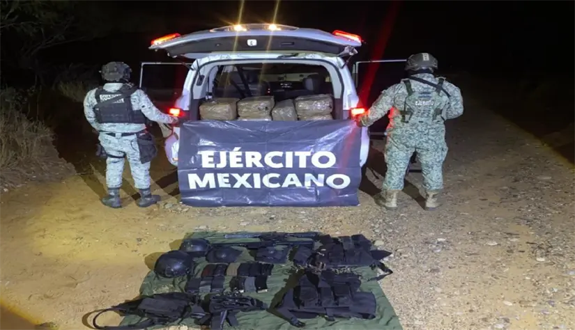 Armas y municiones aseguradas en Tamaulipas. Foto: SSPC