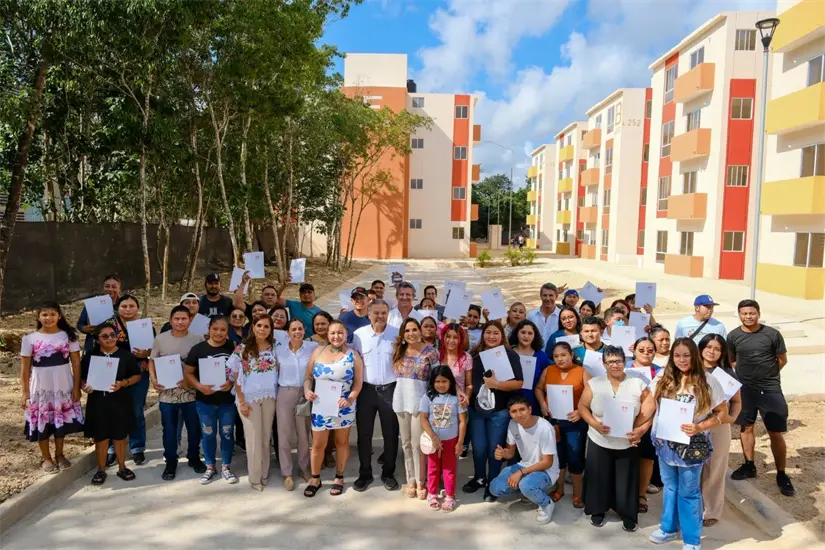 Entrega de Viviendas del Bienestar en Camcún, Quintana Roo. Foto: Cortesía