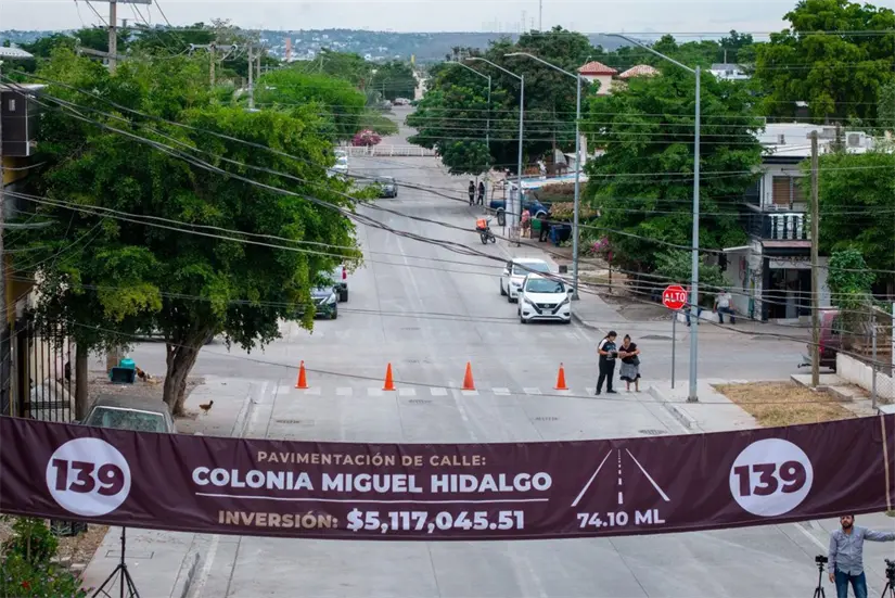 La colonia Miguel Hidalgo renace con nueva pavimentación y alumbrado público renovado. Foto: Ayuntamiento de Culiacán