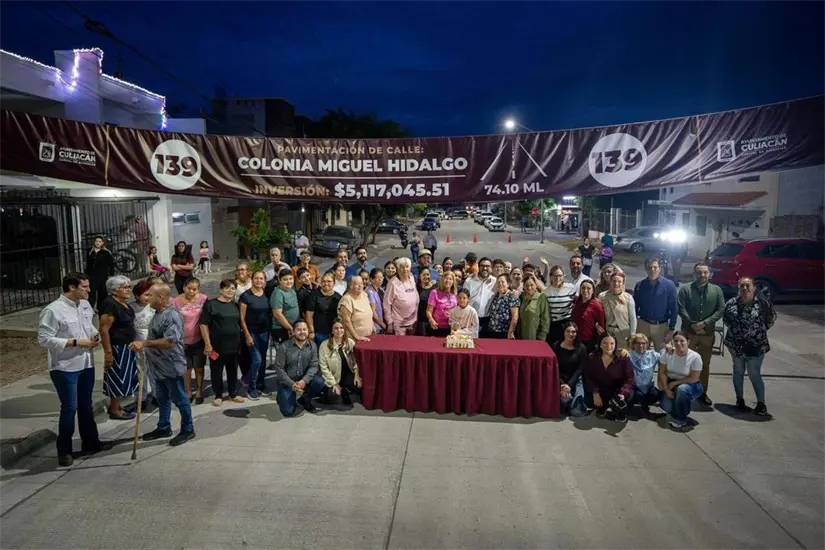 Entregan pavimentación en la Miguel Hidalgo: vecinos celebran obra esperada por años. Foto: Ayuntamiento de Culiacán