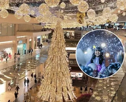 Vive la Navidad en CDMX con nieve artificial y actividades festivas en plaza Antara