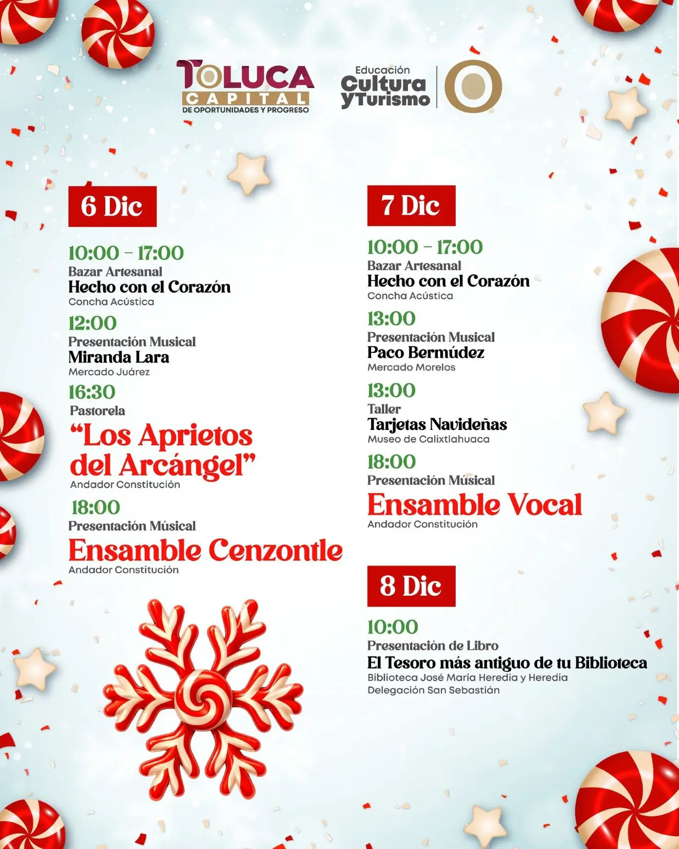 Programa de actividades navideñas este fin de semana. Foto: Cortesía