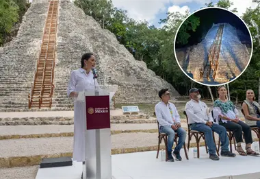 Inauguran nueva escalinata en Nohoch Mul: mejora histórica en la Zona Arqueológica de Cobá