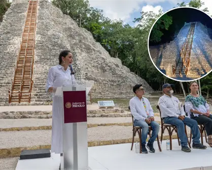 Inauguran nueva escalinata en Nohoch Mul: mejora histórica en la Zona Arqueológica de Cobá