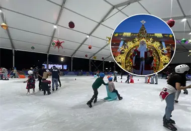 Realizan encendido del árbol de Navidad en Culiacán e inauguran la pista de hielo