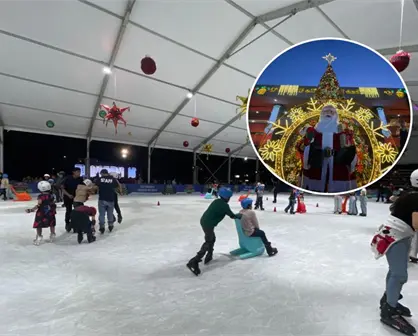 Realizan encendido del árbol de Navidad en Culiacán e inauguran la pista de hielo