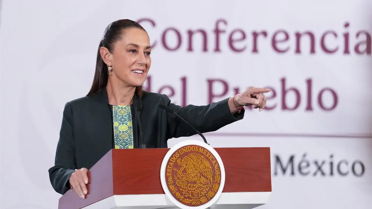 Claudia Sheinbaum durante la mañanera de este miércoles.