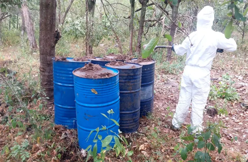 Las sustancias químicas fueron inutilizadas por las fuerzas de seguridad. Foto: SSPC