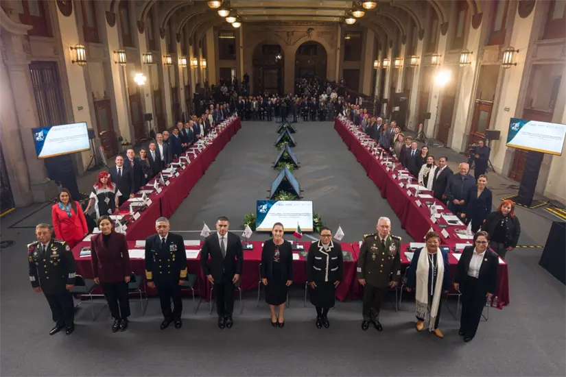Sheinbaum encabezó la 52 Sesión Ordinaria del Consejo Nacional de Seguridad Pública en Palacio Nacional. Foto: Presidencia
