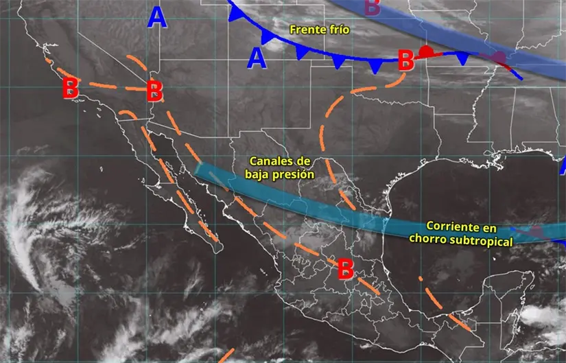 Un nuevo frente frío se aproximará a la frontera norte de México este viernes. Imagen: Conagua