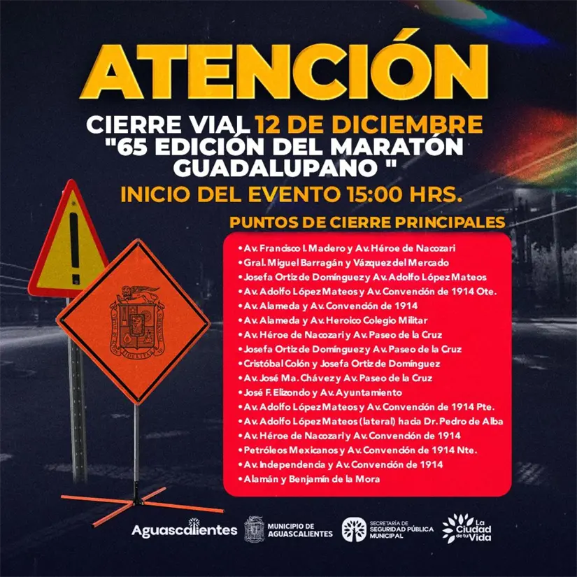 Otro bloque de calles cerradas este 12 de diciembre en Aguascalientes. Foto: Cortesía