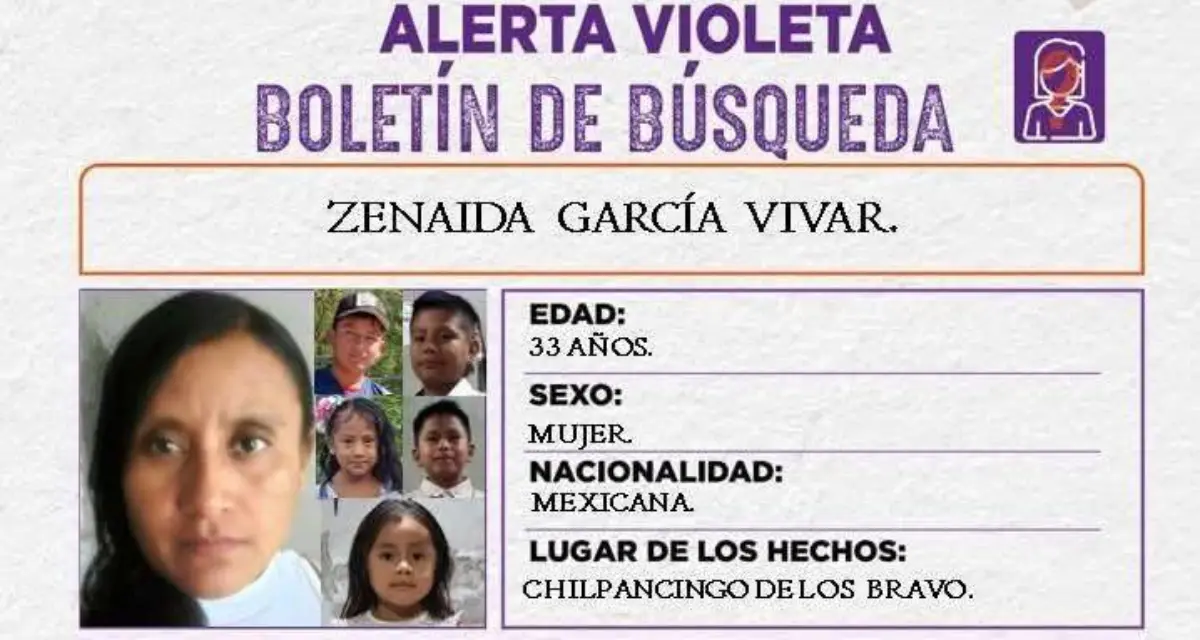 Activan alertas para dar con el paradero de Zenaida García Vivar y sus cinco hijos desaparecidos en Guerrero. Foto: Cortesía.