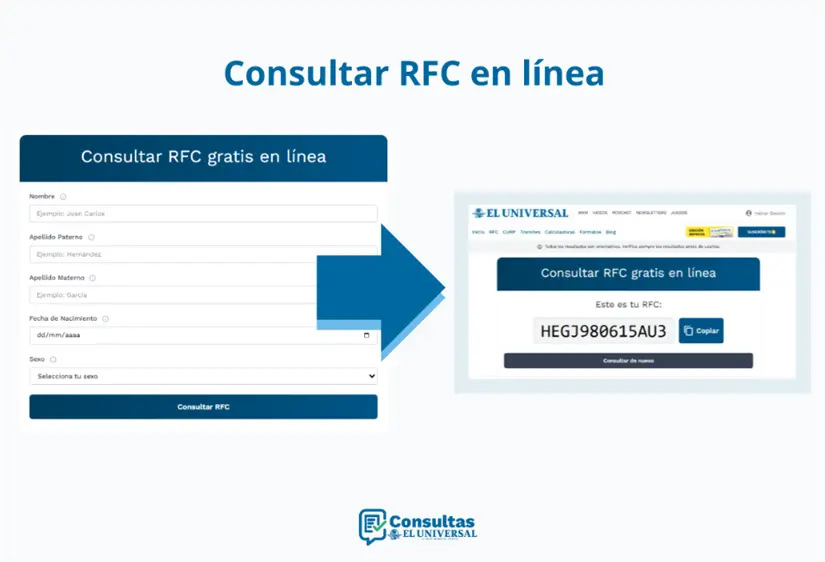 Estos son los pasos para consultar tu RFC con tu nombre. Foto: El Universal.