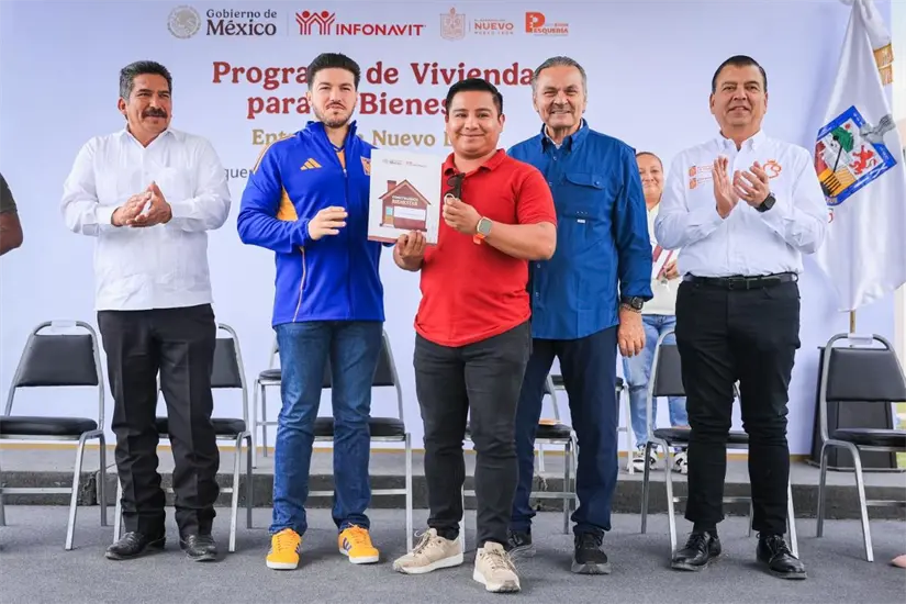 Evento de entrega de Viviendas del Bienestar en Nuevo León. Foto: Cortesía