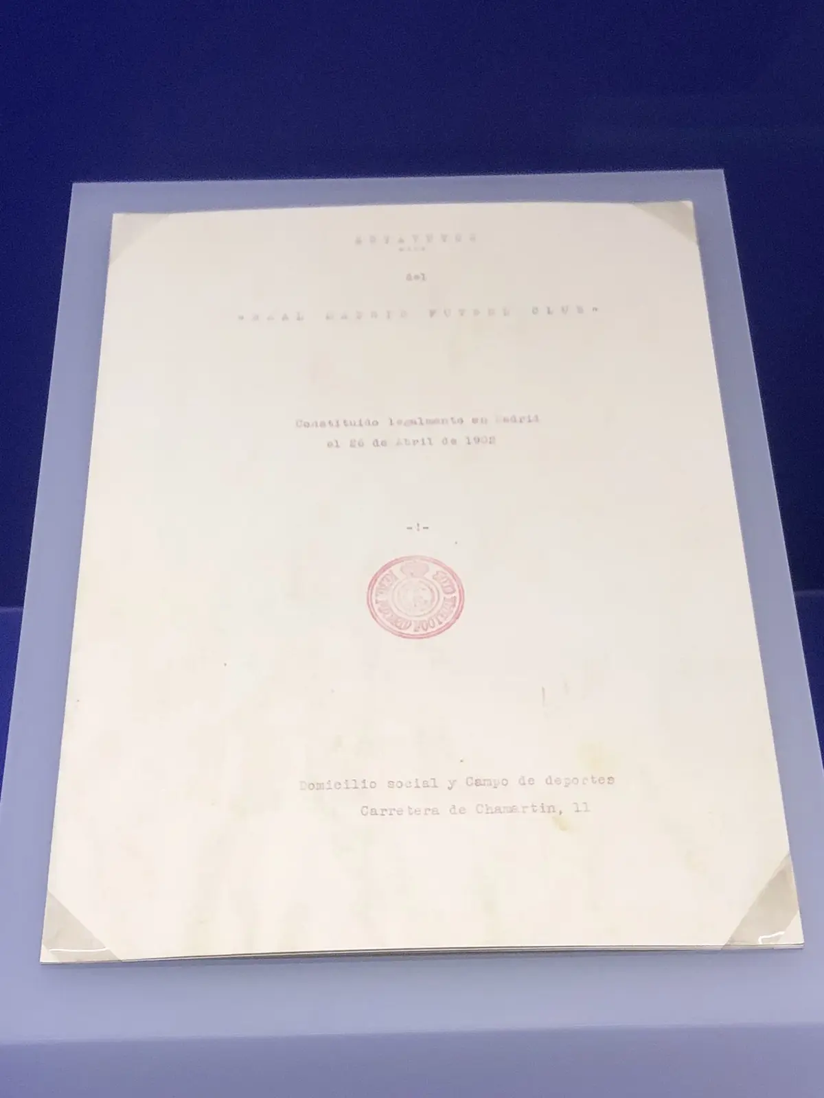 Acta Constitutiva del Real Madrid de 1902. Imagen: Ildefonso Aviléz
