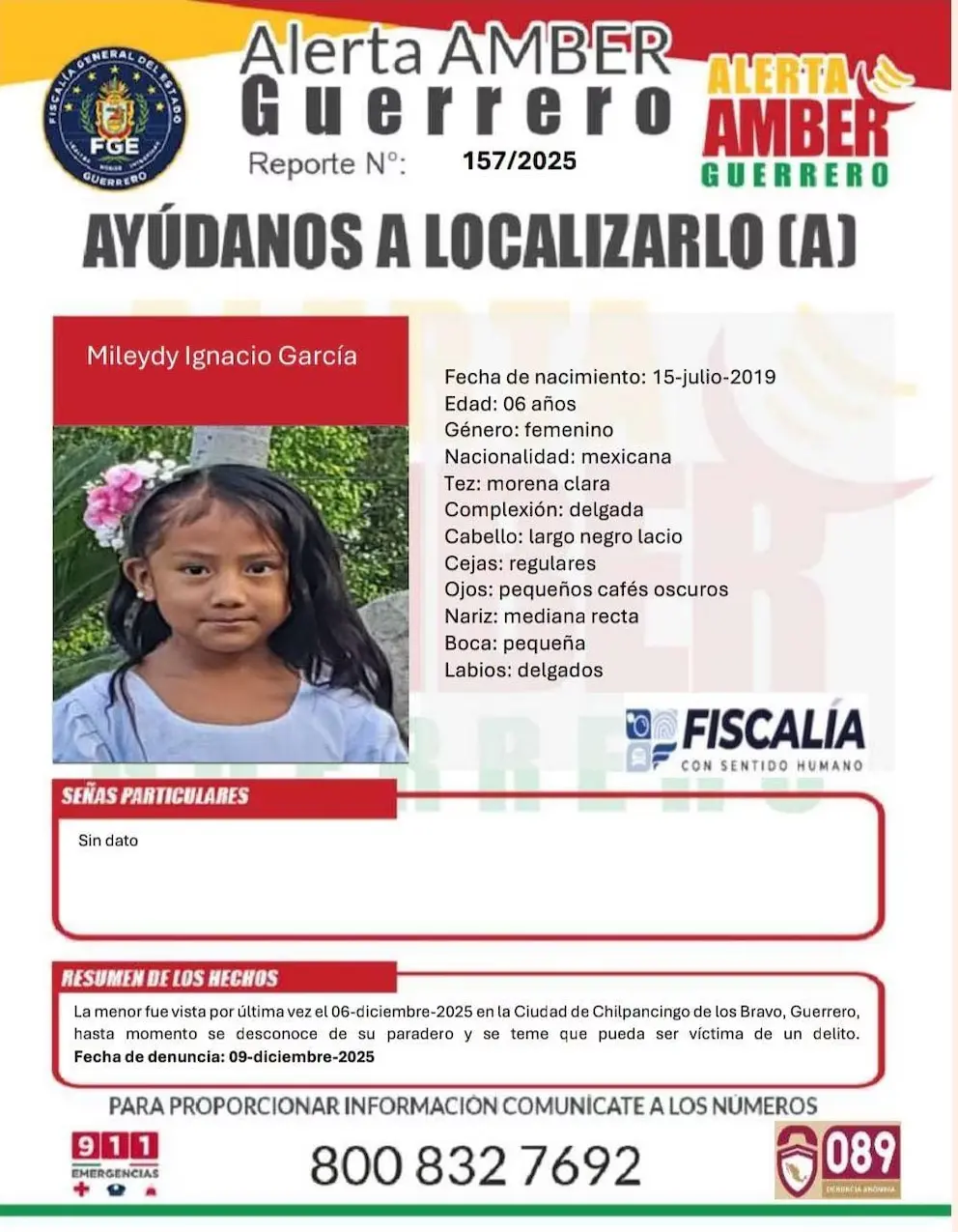 Mileydy Ignacio García, desaparecida junto a sus hermanos. Foto: Cortesía.