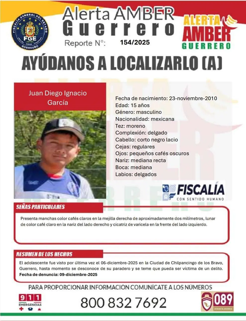 Juan Diego Ignacio García, desaparecido junto a sus hermanos. Foto: Cortesía.