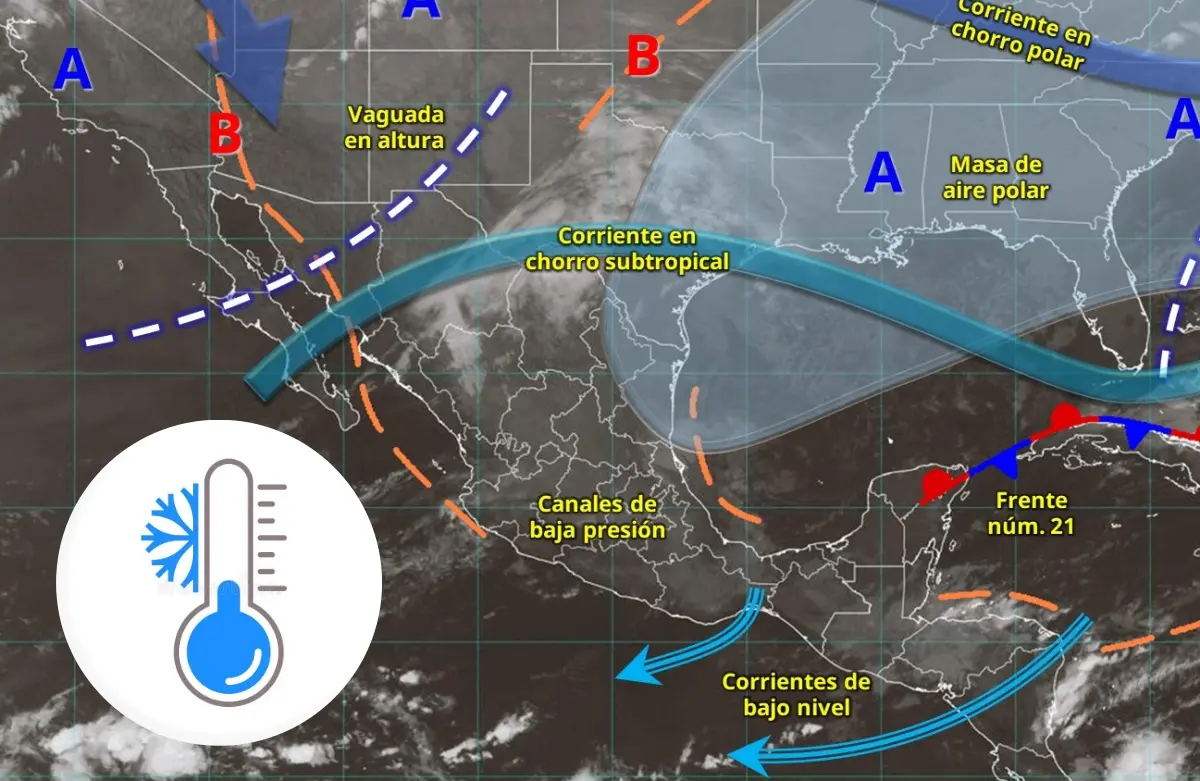 Entérate de qué estado sentirán los efectos del frente frío 21 en México.