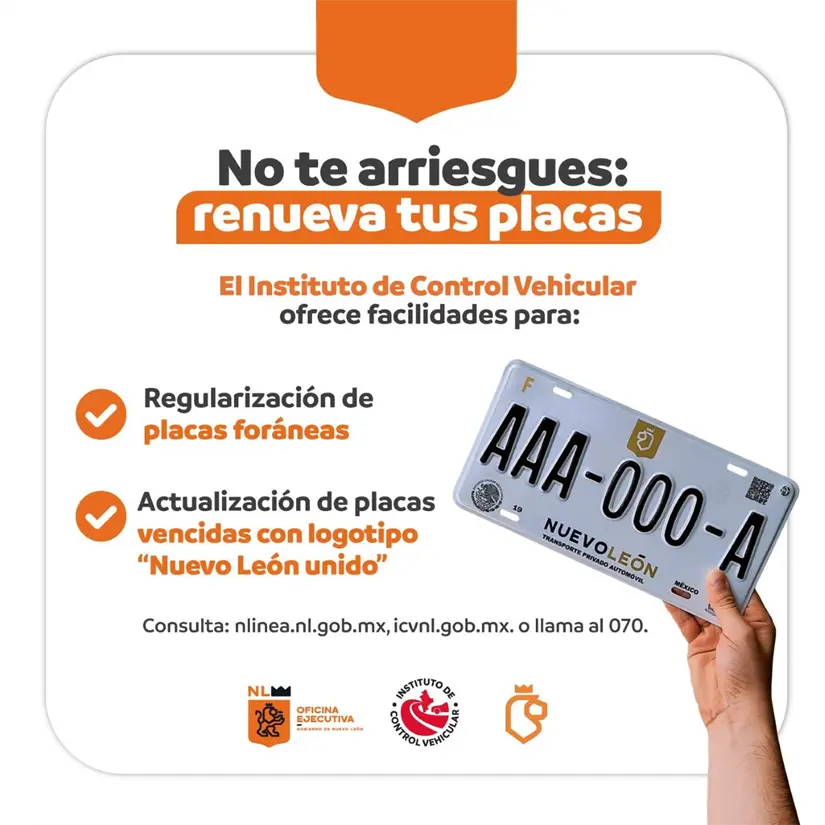 Pre-registro para el alta de placas foráneas en Nuevo León. Foto: Cortesía