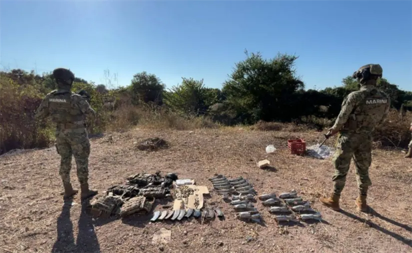 Municiones y explosivos asegurados en los campamentos clandestinos. Foto: SSPC