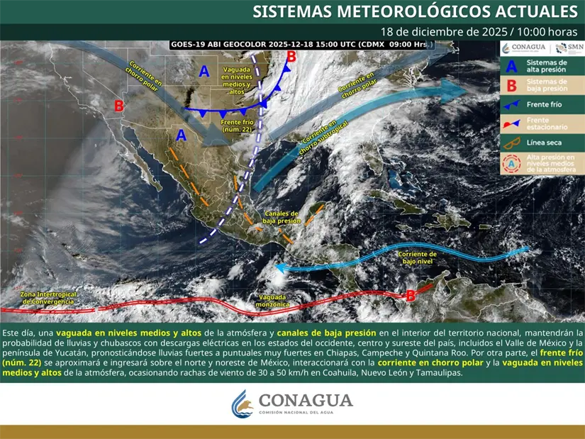 El frente frío 22 estará afectando el noroeste de México. Foto: Cortesía. 