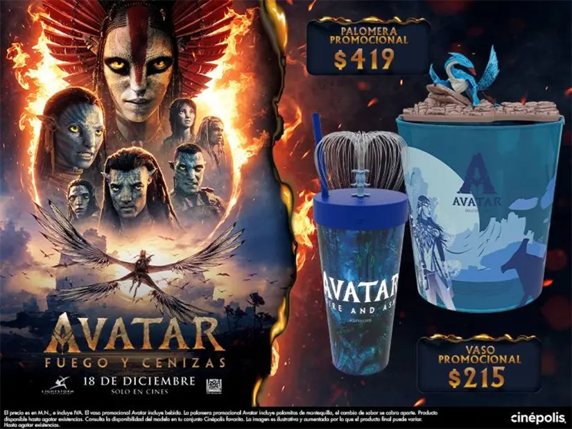 Palomera y vaso de Avatar de Cinépolis. Foto: Cortesía