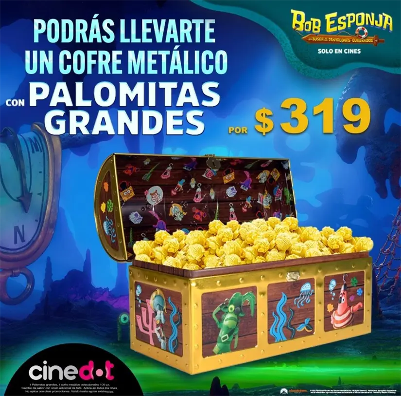 Costo de la palomera de Bob Esponja en Cinedot. Foto: Cortesía