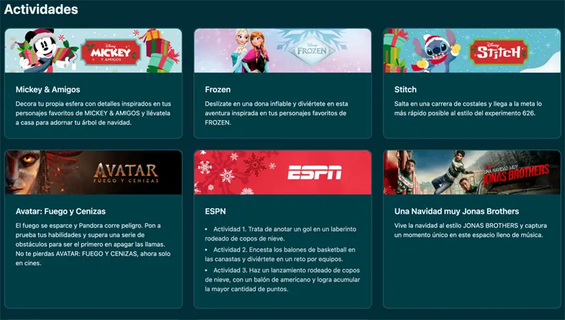 Actividades de la Villa Navideña Disney+. Foto: cortesía.