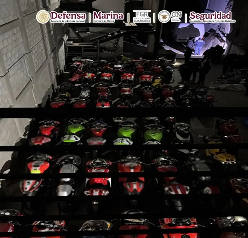 Más de 60 motocicletas de lujo fueron aseguradas en los inmuebles vinculados a Wedding. Foto: SSPC