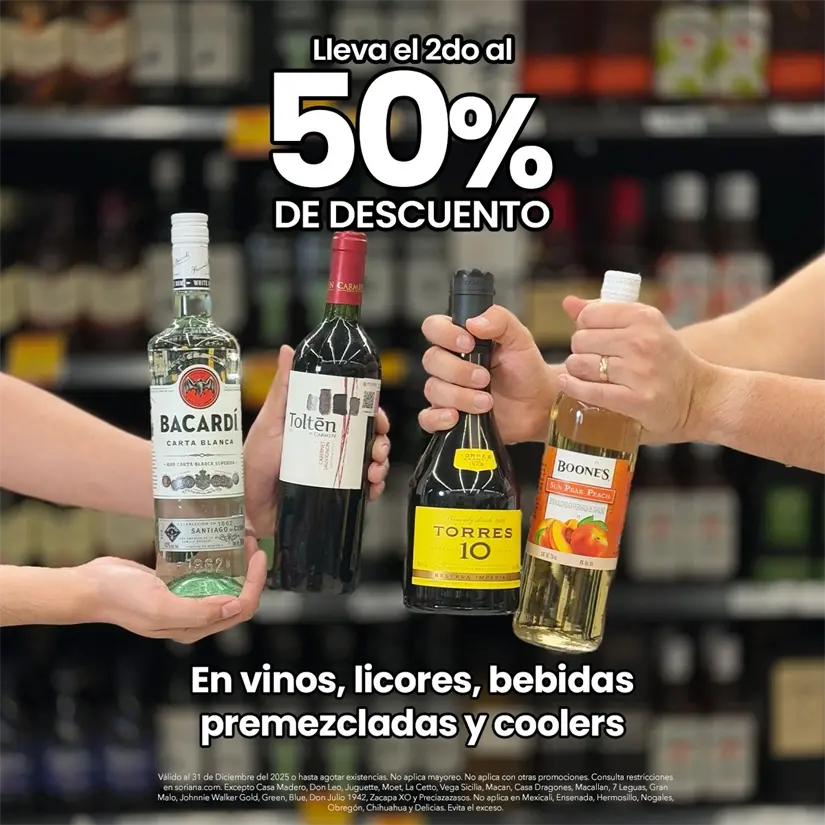 También los vimos y licores están en promoción. Imagen: Soriana