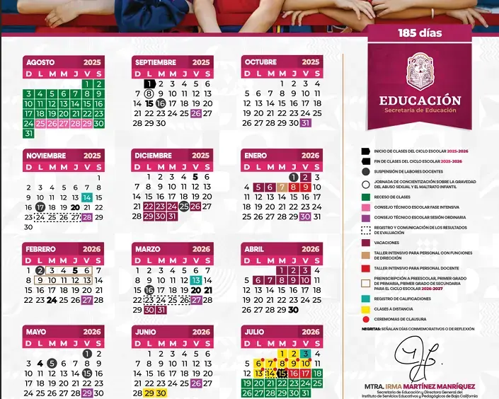 Calendario oficial. Foto: Cortesía