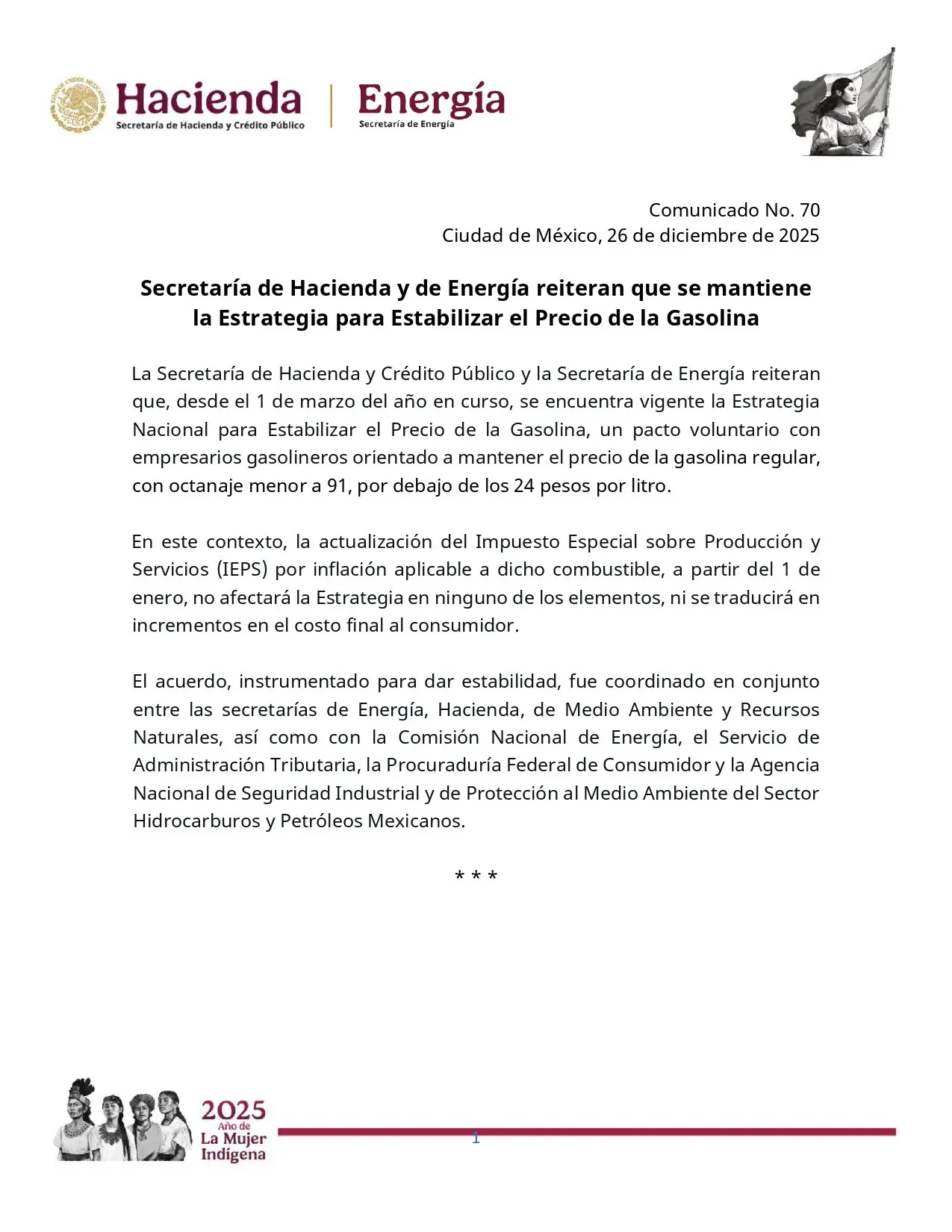 Comunicado oficial. Foto: Gob. de México