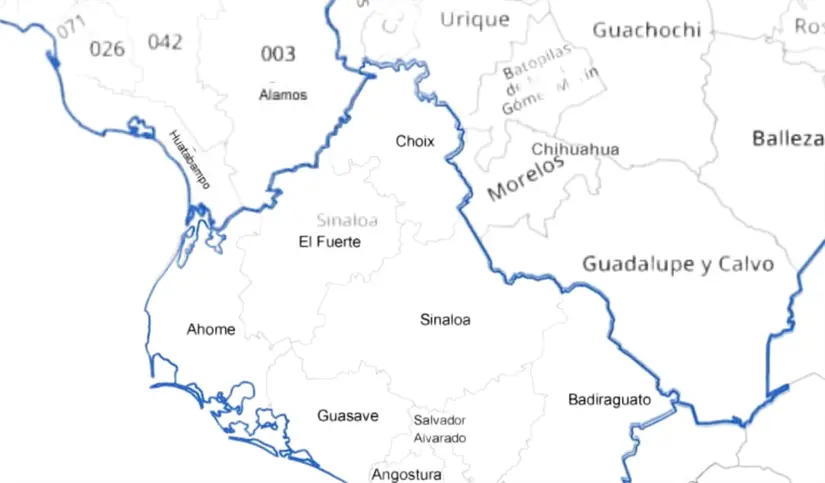 Municipios de Sinaloa colindantes con Sonora y Chihuahua.