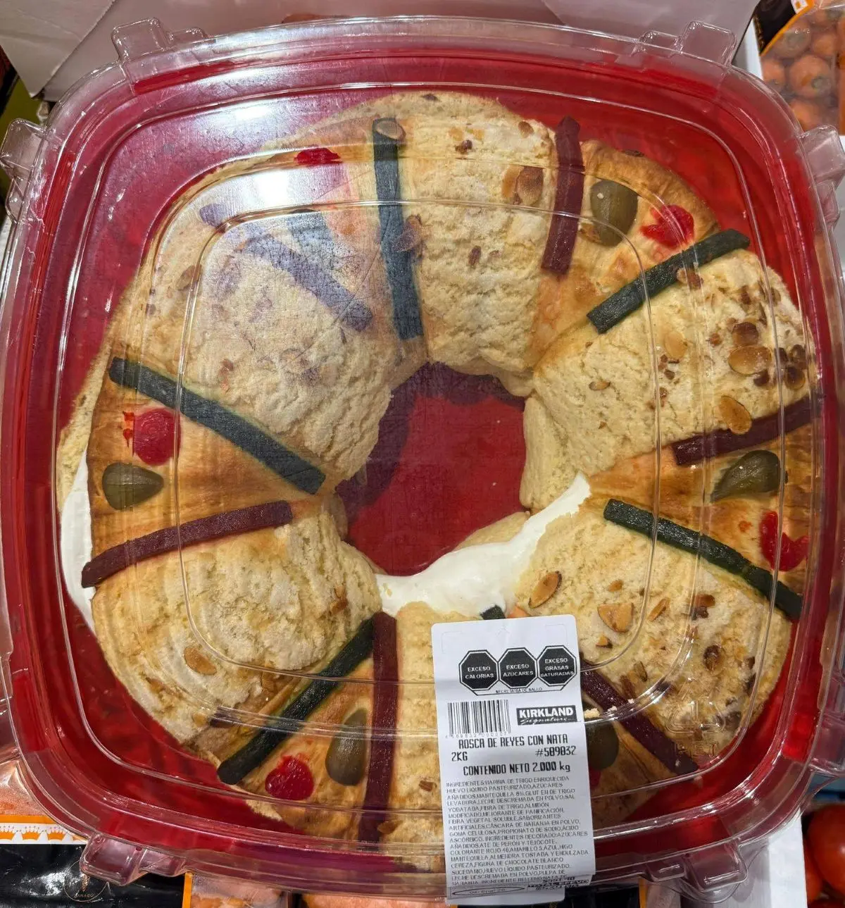 Rosca de Reyes de nata en Costco en 2026. Foto: Cortesía