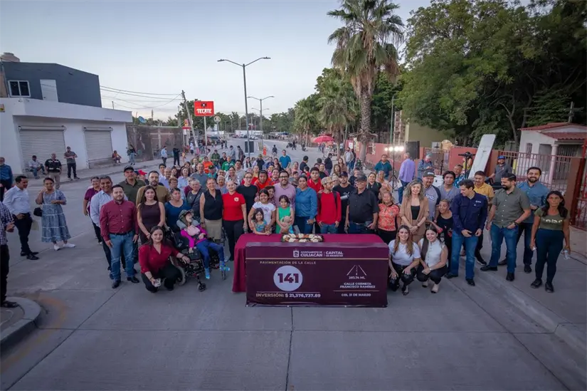 Culiacán entrega la calle 141 del programa de mil pavimentaciones. Foto: Ayuntamiento de Culiacán