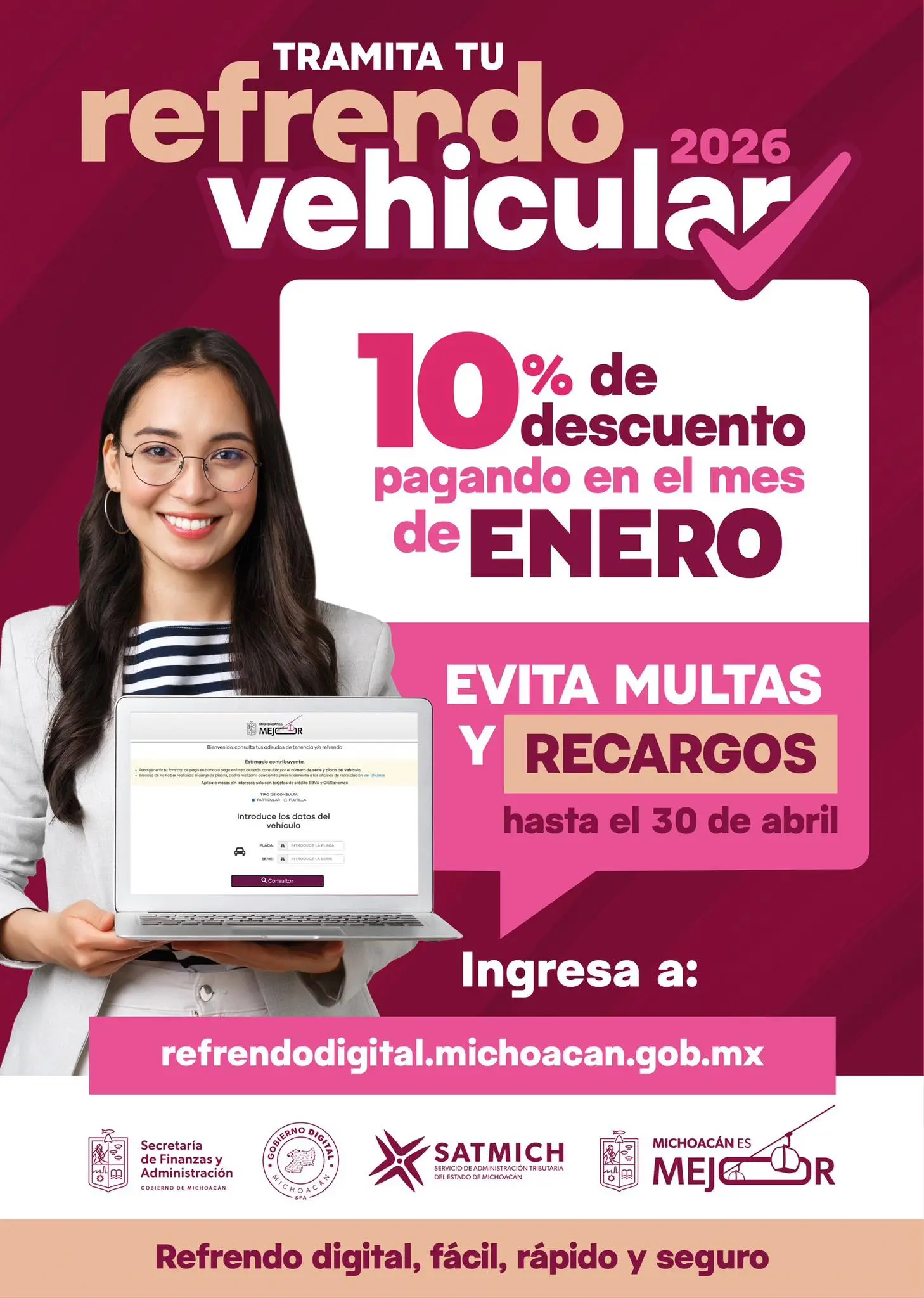 Descuento al pagar el refrendo vehicular en Michoacán en enero. Foto: Cortesía