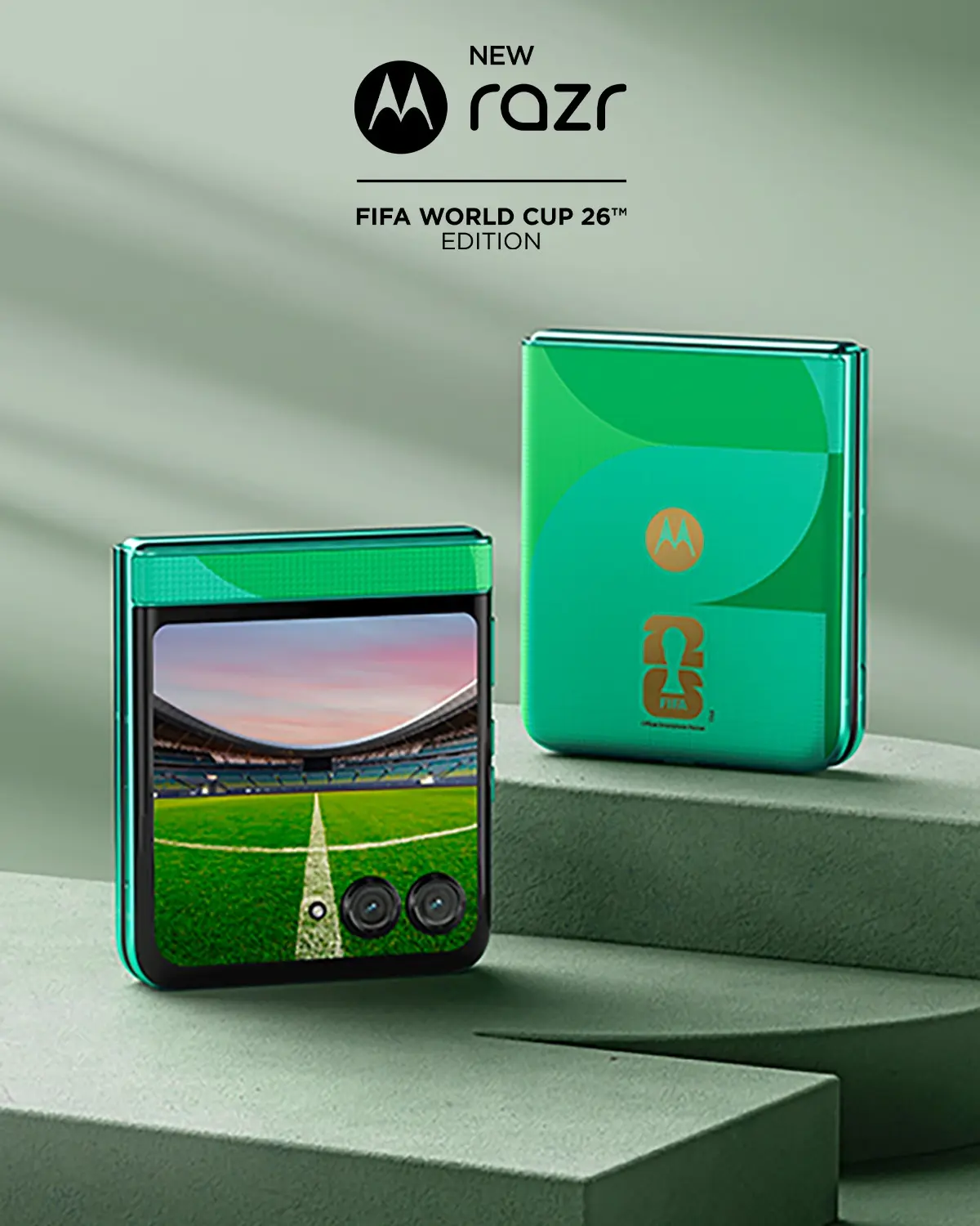 El Motorola Razr 60 edición especial del Mundial, viene con diseño con acabado de cuero vegano. Foto: Cortesía