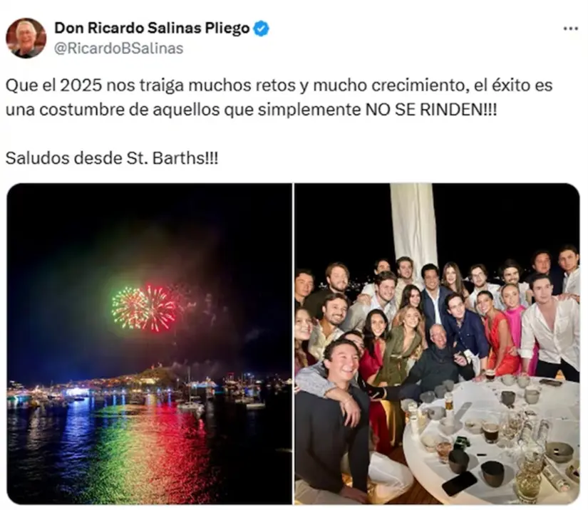 El empresario acudió a la exclusiva isla caribeña con su familia para dar la bienvenida al 2025. Imagen: X