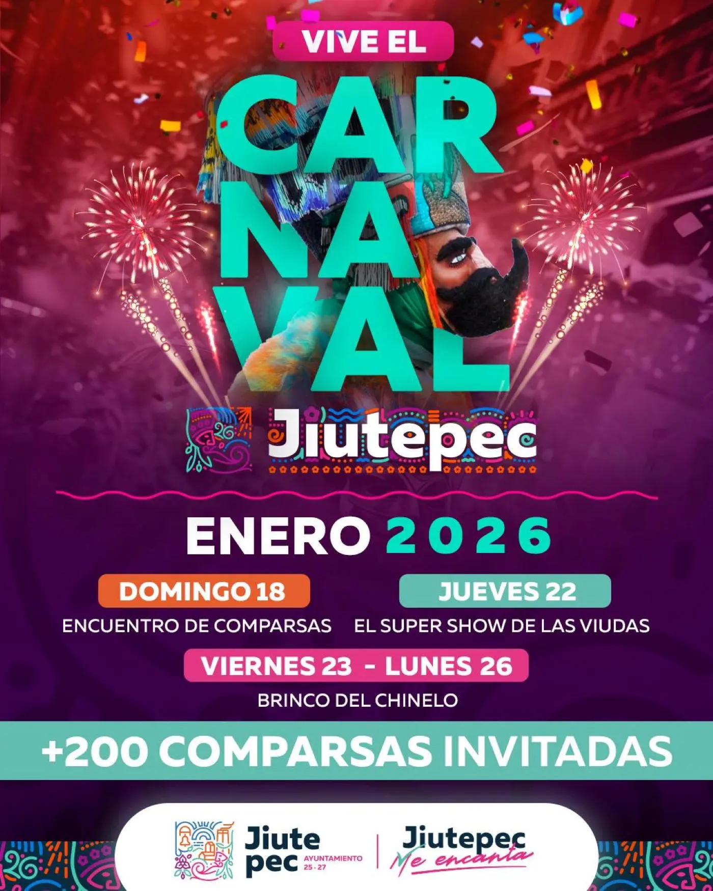 Principales actividades del Carnaval de Jiutepec 2026. Foto: Cortesía