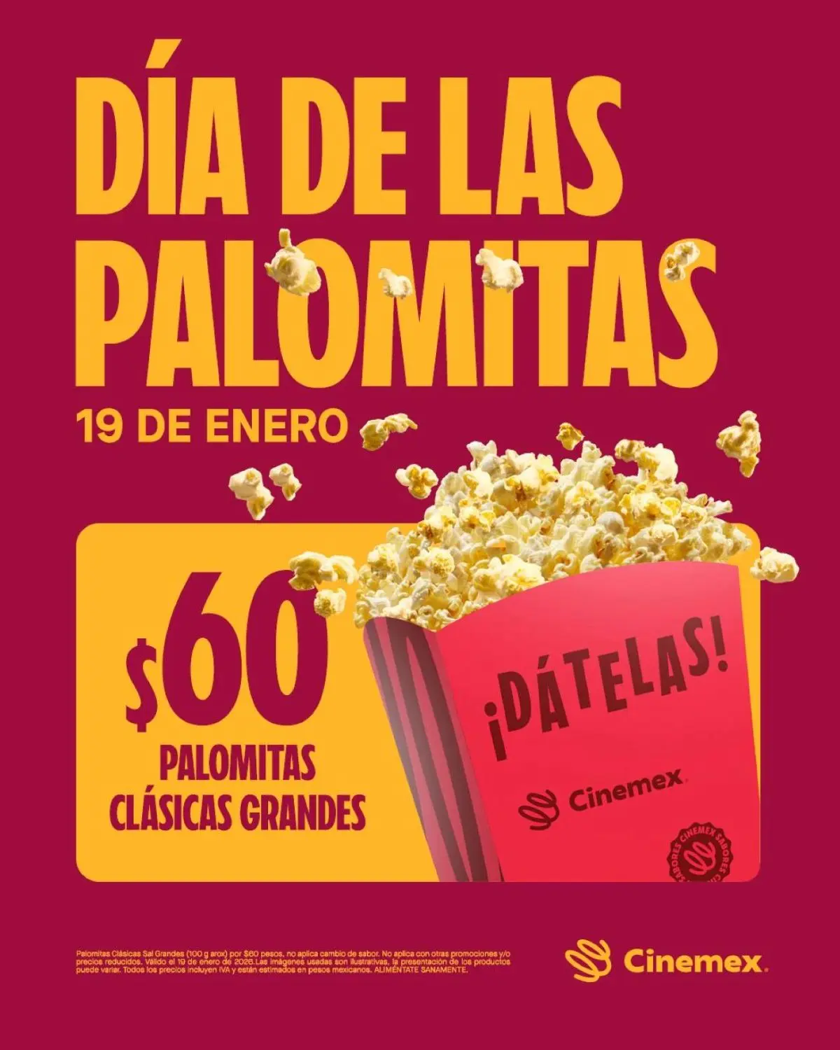Promoción por el Día de las Palomitas en Cinemex. Foto: Cortesía