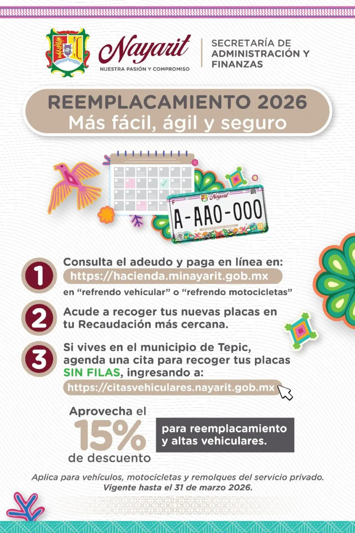 Cuánto cuesta la tarjeta de circulación y placas en Nayarit en 2026. Foto: Cortesía