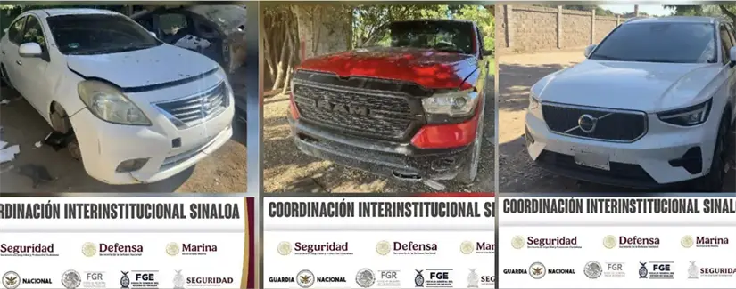 Se recuperaron 8 vehículos con reporte de robo. Foto: El Sol de Sinaloa|FGE.