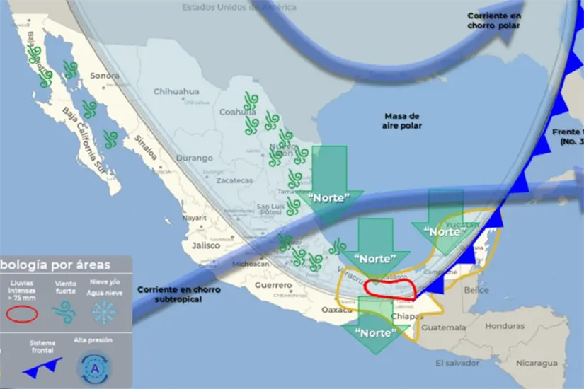El frente frío llega entre el viernes 23 y sábado 24. Foto: SMN