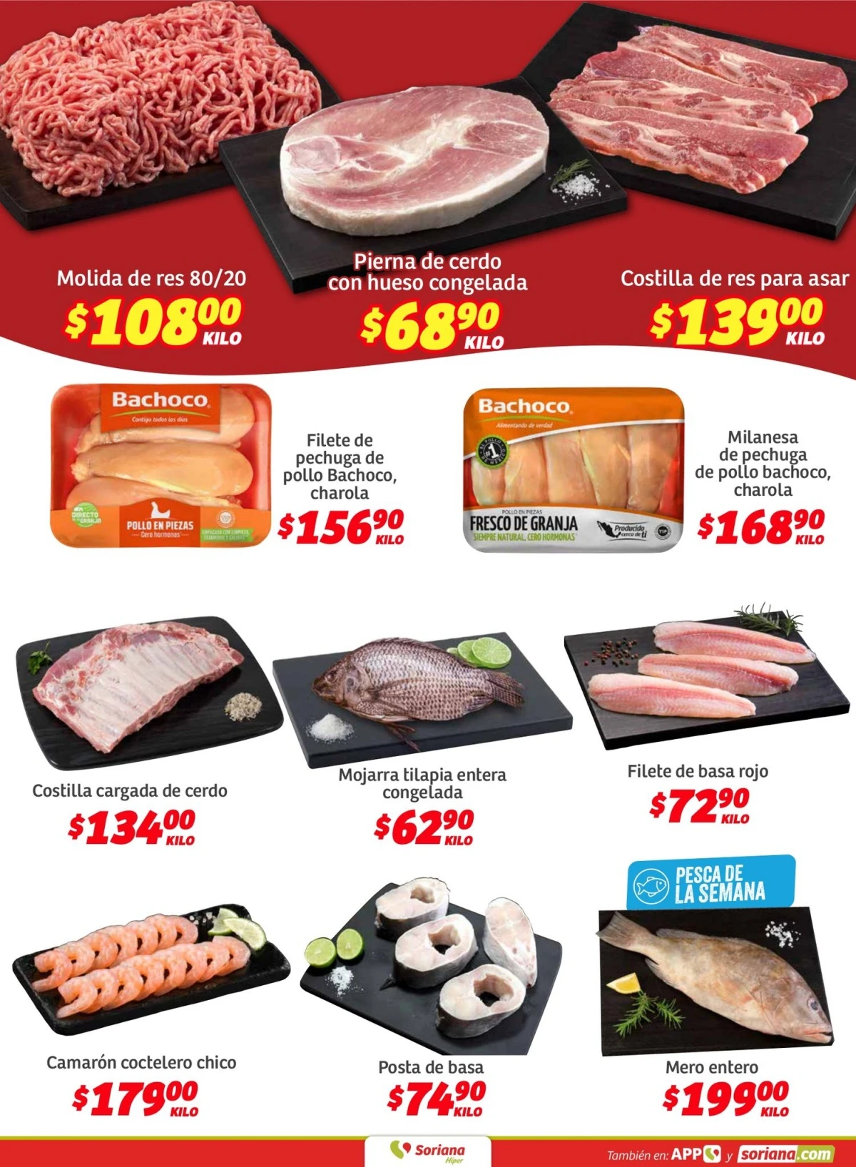 Carnes y pescados frescos a precios bajos en Soriana. Imagen: Cortesía