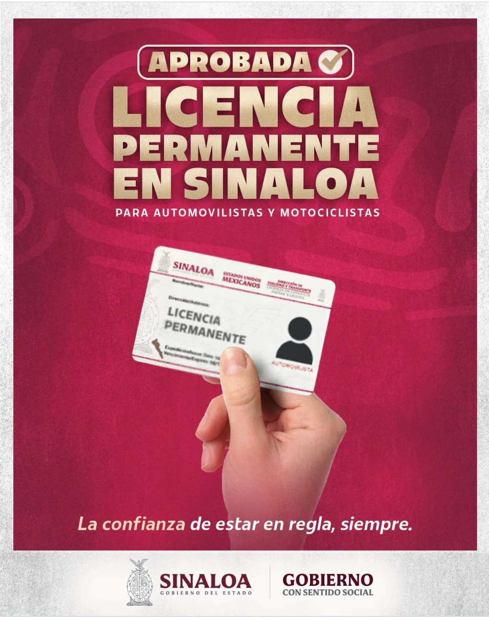 La licencia permanente en Sinaloa costará aproximadamente $2,112 pesos. Foto: cortesía.