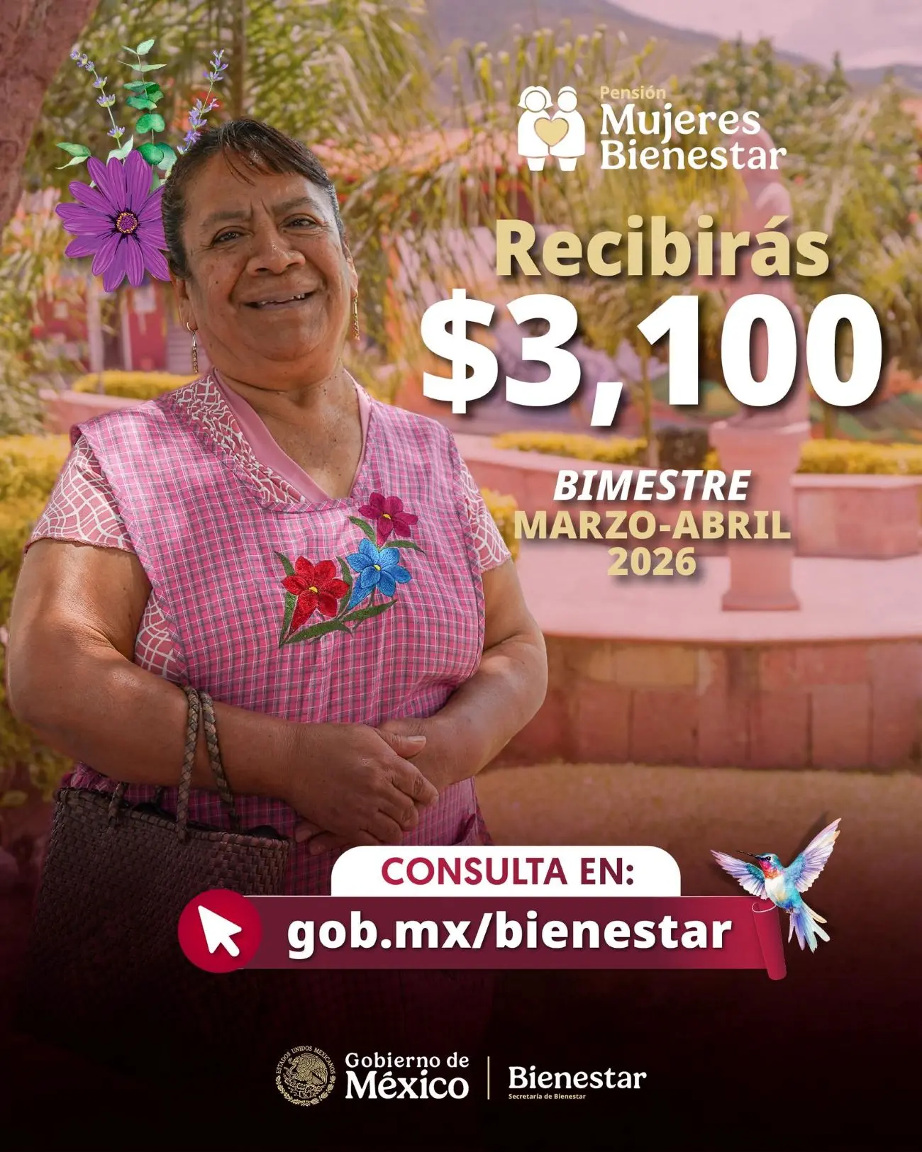 Pago de la Pensión de Mujeres Bienestar. Foto: Cortesía